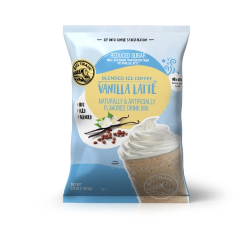 Big Train No Sugar Added Vanilla Latte Blended Iced Coffee Mix, 3.5 Pound, 5 Per Case