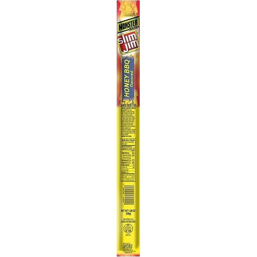 Slim Jim Monster Honey Barbecue Flavored Smoked Meat Snack Sticks, 1.94 Ounces, 18 Per Box, 6 Per Case