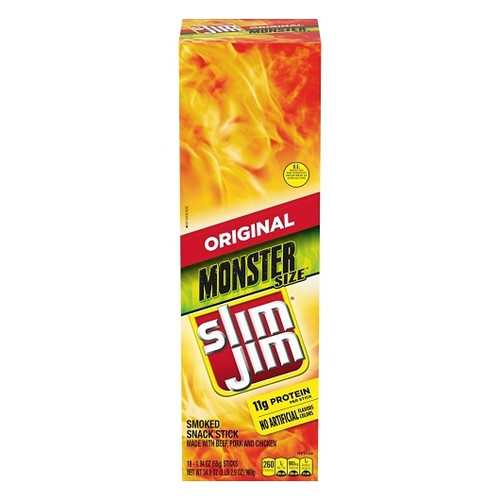 Slim Jim Pork & Beef Monster Original Snack Sticks, 1.94 Ounce, 108 Per Case