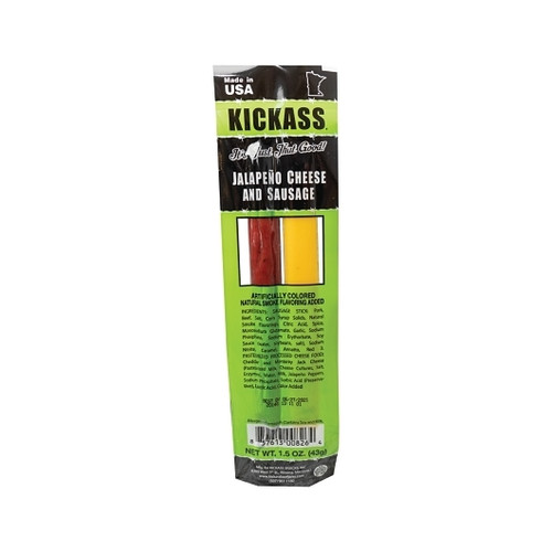 Kickass Jalapeno Cheese and Sausage Snack Stick, 1.5 Ounce, 21 Per Box, 6 Per Case