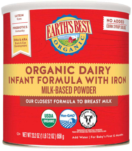 Earths Best Organic Dairy Milk Based Powder Infant Formula, 23.2 Ounce, 4 Per Case