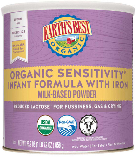 Earths Best Sensitivity Milk Based Powder Infant Formula, 23.2 Ounce, 4 Per Case