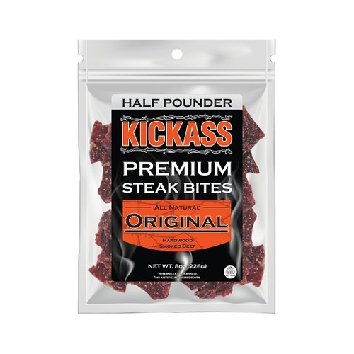 Kickass Beef Jerky Original Premium Steak Bites, 0.5 Pound, 10 Per Case