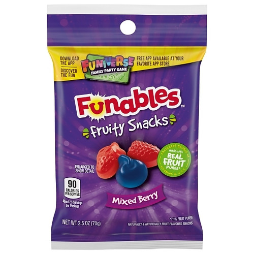 Funables Mixed Berry Fruit Snacks, 2.5 Ounce, 48 Per Case