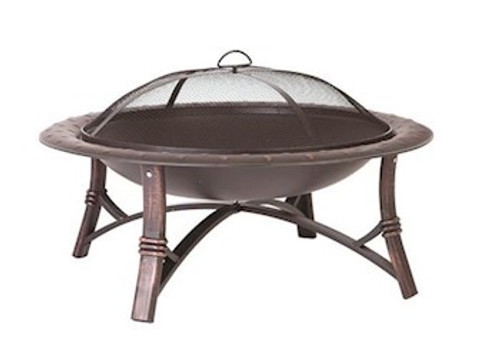 Fire Sense Roman 35 in. Round Steel Fire Pit in Brushed Bronze
