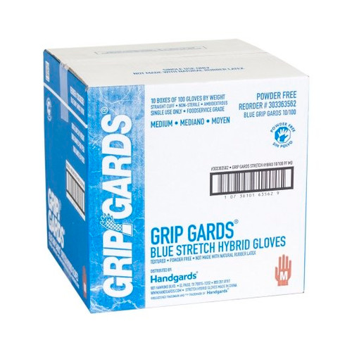 Grip Gards Blue Stretch Hybrid Medium Gloves, 100 Per Box, 10 Per Case