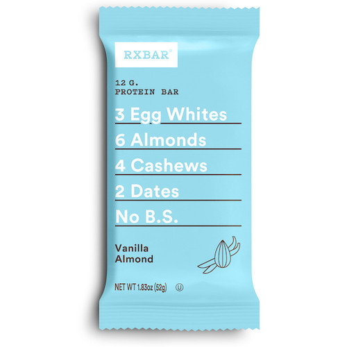 Rxbar Real Food Vanilla Almond Protein Bar, 1.8 Ounce, 12 Per Box, 6 Per Case