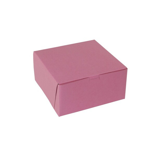 Boxit 8"x4"x4" Strawberry Pink 1 Piece Cornerlock Bakery Box, 200 Per Case