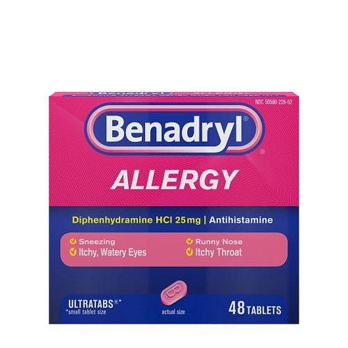 Benadryl Allergy Ultra Tablets, 48 Count, 6 Per Pack, 4 Per Case