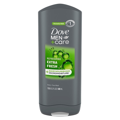 Dove Men Plus Care Extra Fresh Body and Face Wash, 13.5 Fluid Ounce, 6 Per Case
