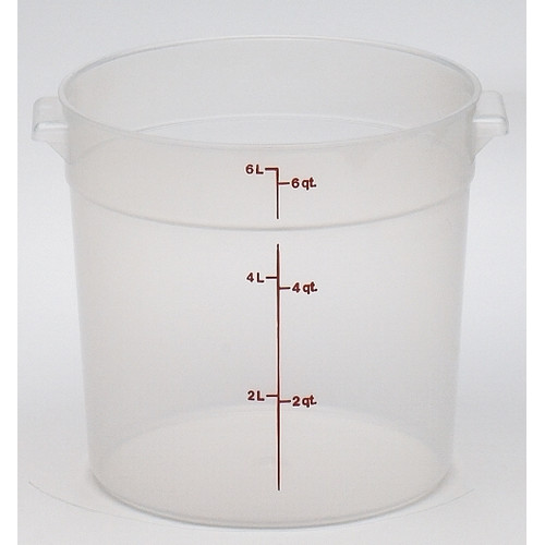 Cambro 6 Quart Round Translucent Measuring Storage Container, 12 Per Case