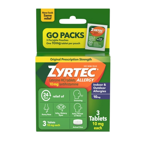 Zyrte Adut Allergy Tablets, 3 Count, 6 Per Pack, 12 Per Case