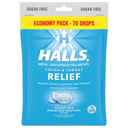 618623Halls Sugar Free Menthol Lyptus Mountain Menthol Eucalyptus Cough Drops, 70 Count,