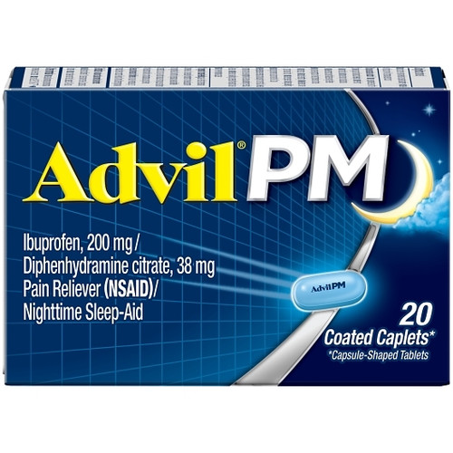 Advil Pm Pain Reliever & Nighttime Sleep-Aid 200 Mg Caplets, 20 Each, 6 Per Pack, 12 Per Case