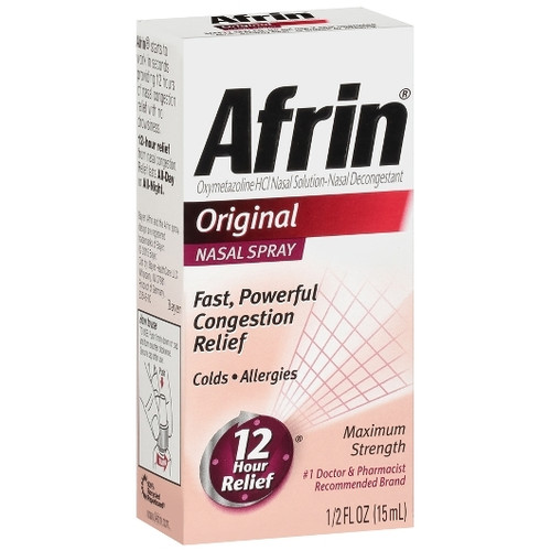Afrin Original 12 Hour Nasal Spray, 0.51 Fluid Ounces, 6 Per Pack, 6 Per Case