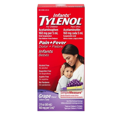 Ct Bakery Infants' Tylenol Suspension Grape, 2 Fluid Ounce, 6 Per Pack, 6 Per Case