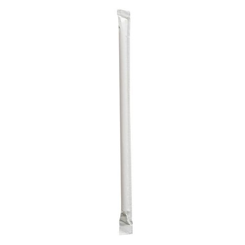 Wrapped Giant Straws, 7.75", Polypropylene, Red/White Striped, 300/Pack, 24 Packs/Carton