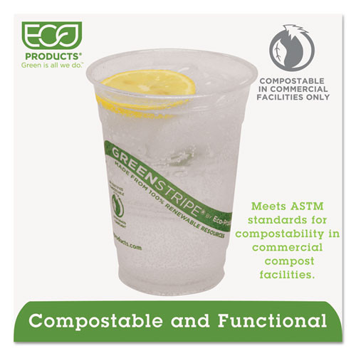 Greenstripe Renewable And Compostable Cold Cups, 16 Oz, Clear, 50/pack, 20 Packs/carton