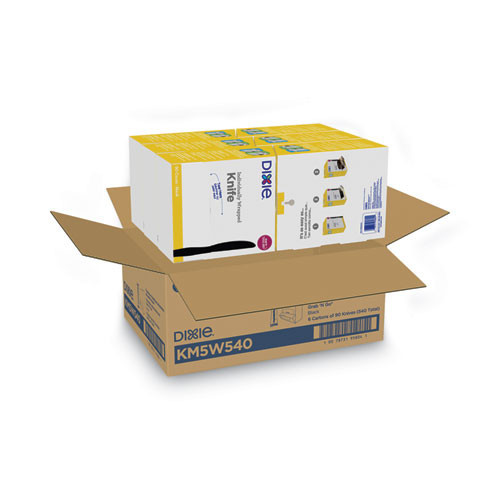 Grabn Go Wrapped Cutlery, Knives, Black, 90/box, 6 Box/carton