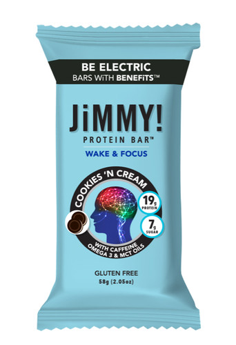 Jimmy! Wake and Focus Gluten Free Protein Bar, Cookies ‘N Cream