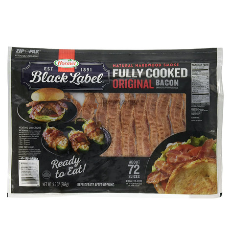 Hormel Black Label Fully Cooked Bacon, Original