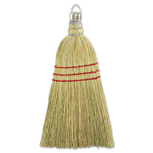 Corn Whisk Broom, Corn Fiber Bristles, 9" Length, Yellow, 12/carton
