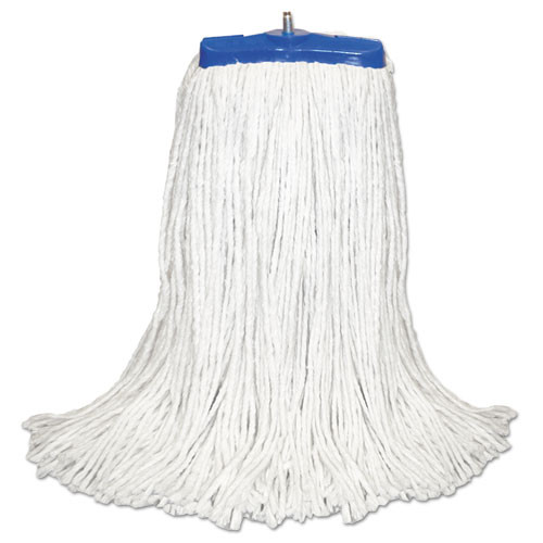 Mop Head, Economical Lie-flat Head, Rayon Fiber, 20oz, White, 12/carton
