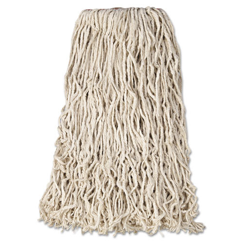 Premium Cut-end Cotton Wet Mop Head, 16oz, White, 1" Orange Band, 12/carton