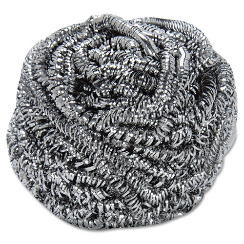 Stainless Steel Scrubber, Large Size, 2.5 X 2.75, Steel Gray, 12/carton