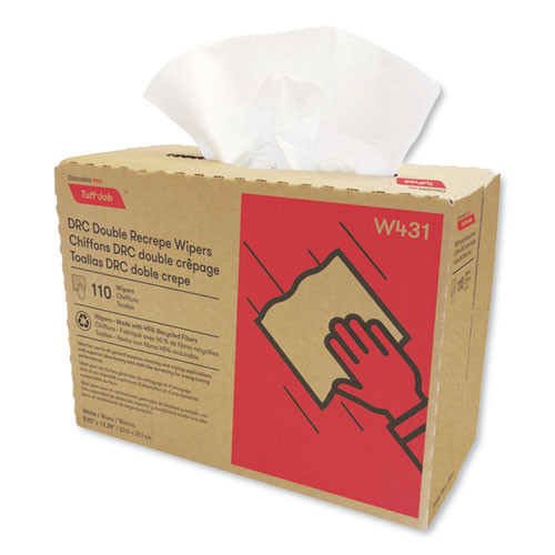 Tuff-job Double Recrepe Wipers, 9.25 X 12.5, White, 110/box, 12 Box/carton