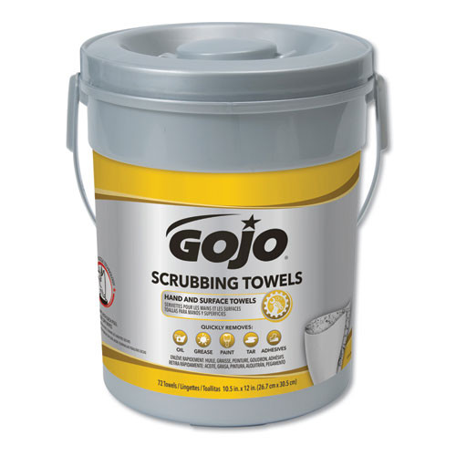 Scrubbing Towels, Hand Cleaning, Silver/yellow, 10 1/2 X 12, 72/bucket, 6/carton