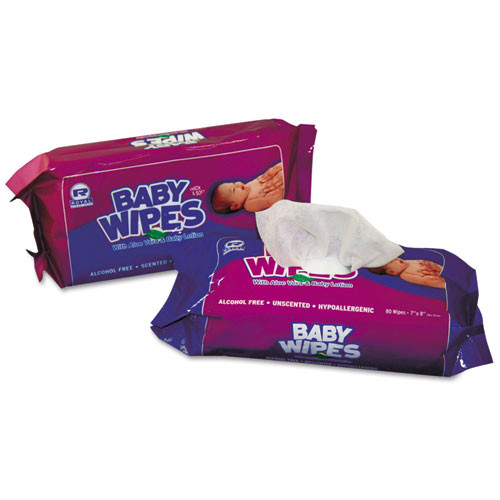 Baby Wipes Tub, White, 80/tub, 12/carton
