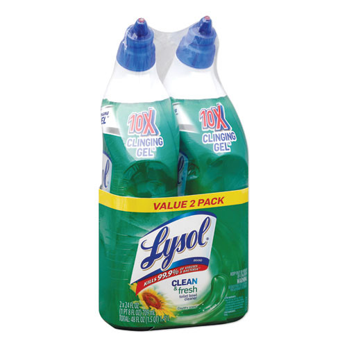 Clean And Fresh Toilet Bowl Cleaner Cling Gel, Forest Rain Scent, 24 Oz, 2/pack, 4 Packs/carton