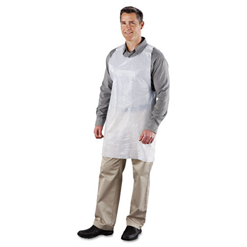 Poly Apron, White, 28 In. X 46 In., 100/pack, One Size Fits All, 10 Pack/carton