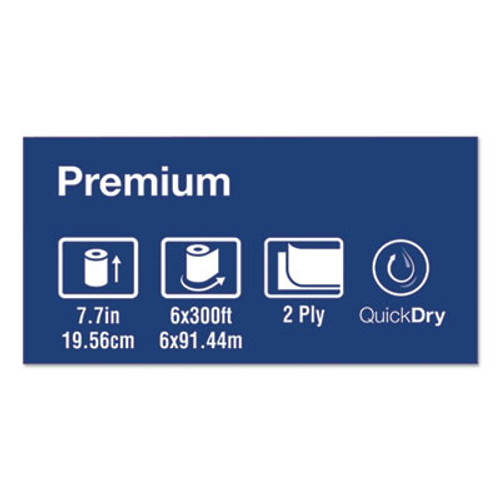 Tork® Premium Extra Soft Matic Hand Towel Roll, 2-Ply, 7.7" x 300 ft, White, 6/Carton