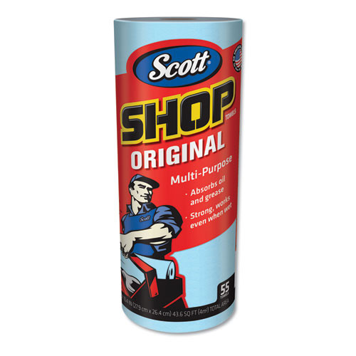 Shop Towels, Standard Roll, 10.4 X 11, Blue, 55/roll, 30 Rolls/carton