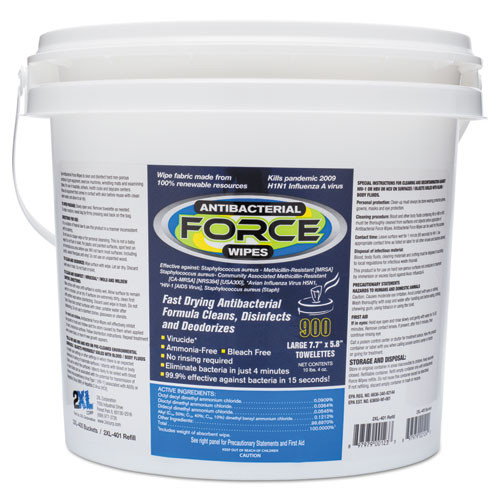 Force Disinfecting Wipes Refill, 8 X 6, White, 900/pack, 4/carton