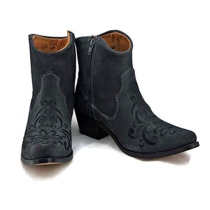 Ankle boot - Vintage Floral design - Grey w/ Black