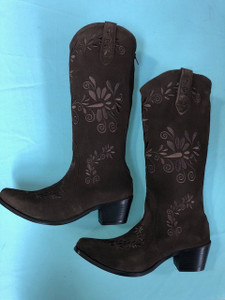 Size 10.5 Slim boots - Chocolate w/ Chocolate stitch