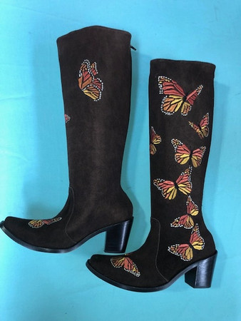 Size 5 Tall boots - Butterfly design in Chocolate 