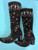 Size 6.5 Tall boots - Dancing Bones design in Chocolate