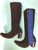 Size 7.5 Tall boots - Black w/ Cobalt Azteca design