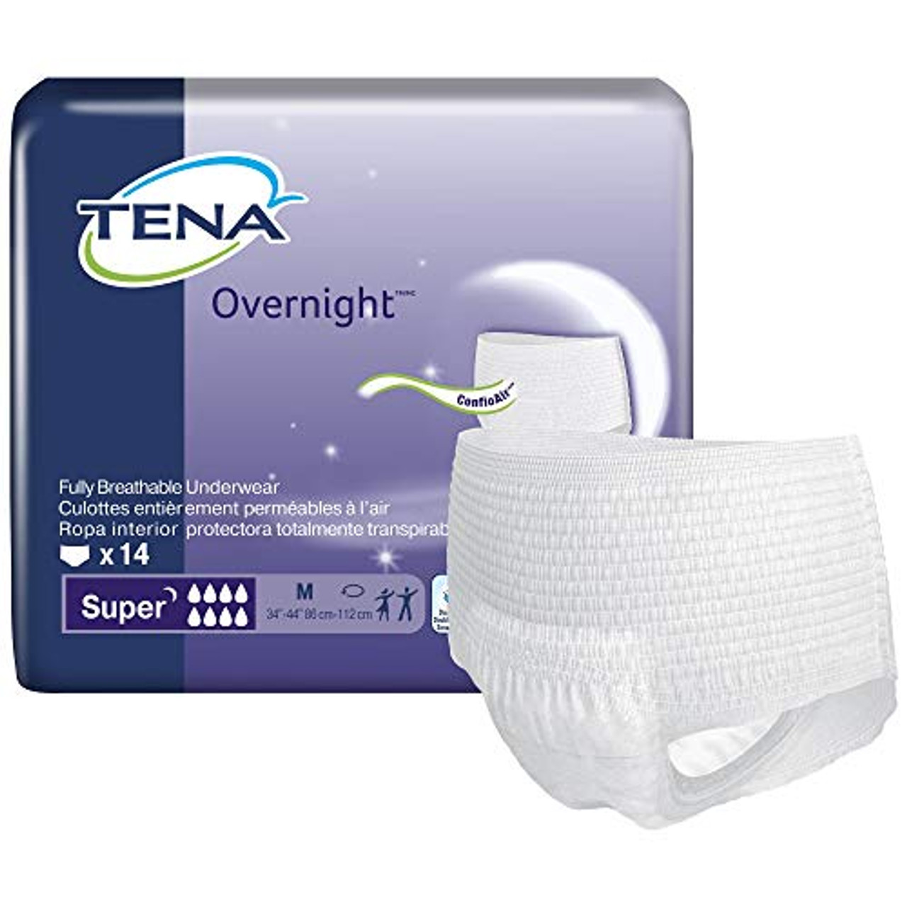 TENA Super Brief, Medium, Heavy Absorbency Adult Diaper, Disposable, 67401  - Pack of 28