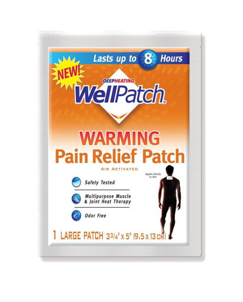 WellPatch Warming Pain Relief Heat Patch, 4 large patches, 5x4 (13x10 cm)  each