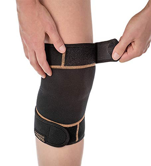 Copper Fit unisex adult Rapid Relief Knee Wrap With Hold/Cold Therapy  Abdominal Support, Black/Copper