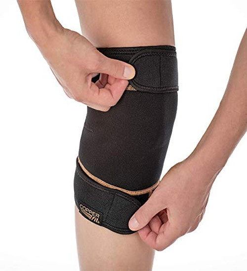 Copper Fit unisex adult Rapid Relief Knee Wrap with Hold/Cold Therapy  Abdominal Support, Black, Adjustable
