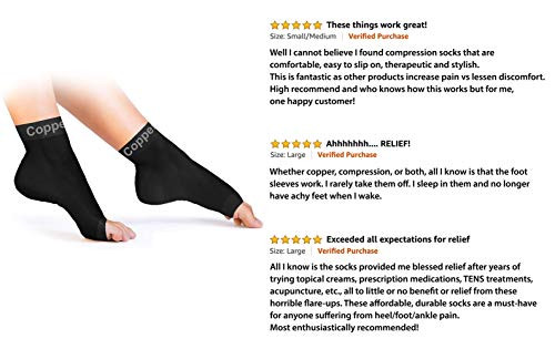 Copper Compression Recovery Foot Sleeves / Plantar Fasciitis Support Socks  - GUARANTEED To Speed Up Recovery & Provide Relief Of Heel Spurs, Arch  Pain, Foot Swelling & Ankle Injuries 1 PAIR, Medium