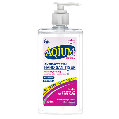 Ego Aqium Ultra Antibacterial Hand Sanitiser 375ml online at Blooms The Chemist