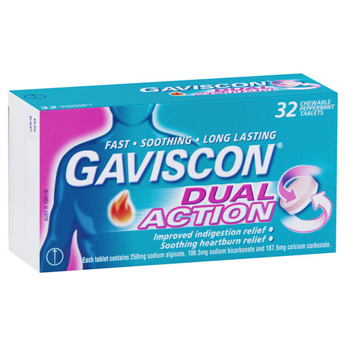 Gaviscon Double Action Tablets 32 in Australia at Blooms The Chemist