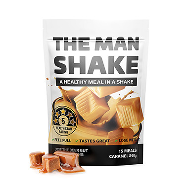 The Man Shake Caramel 840g at Blooms The Chemist